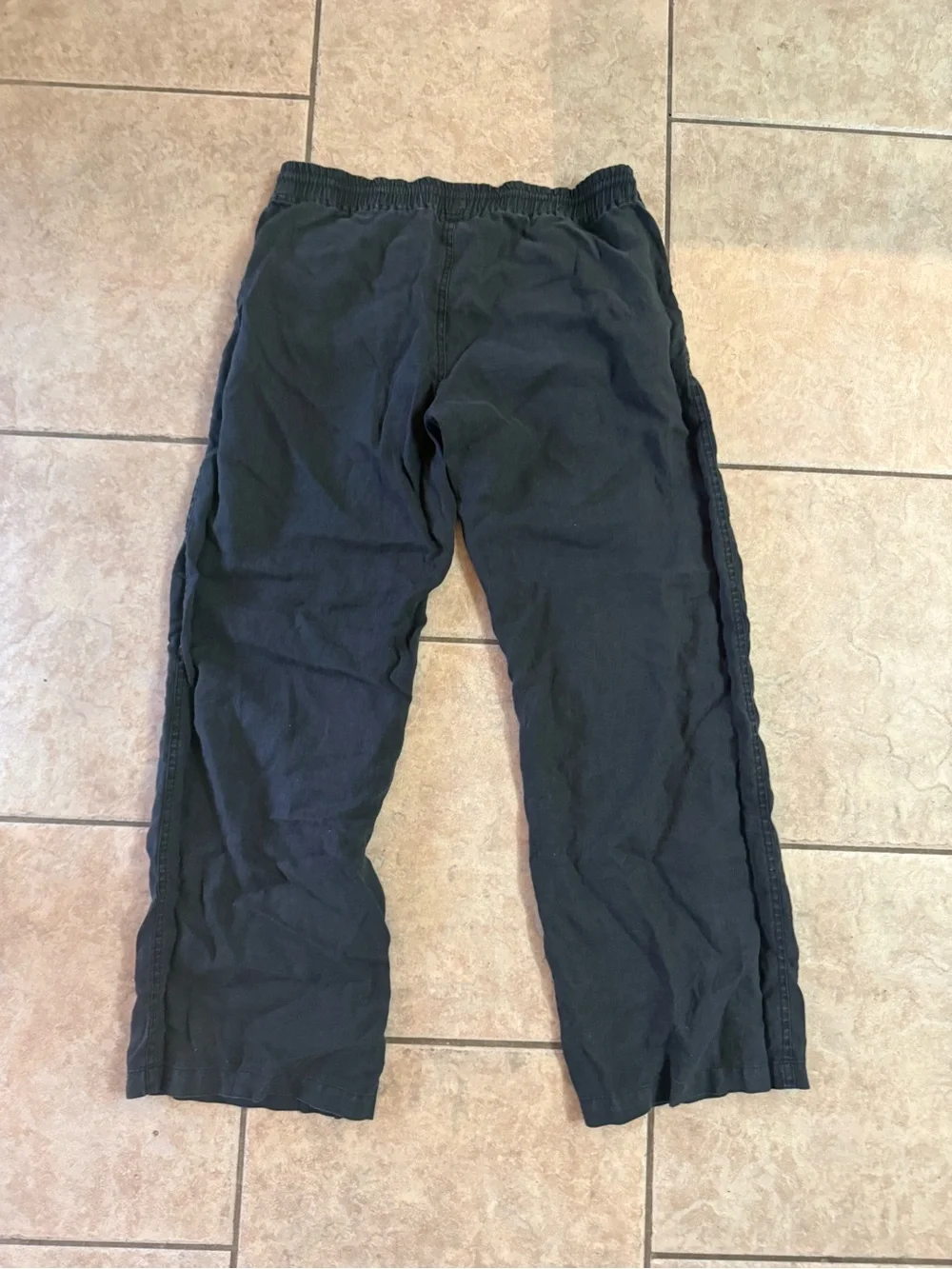 Allen Allen Black Drawstring Jogger Linen Pants